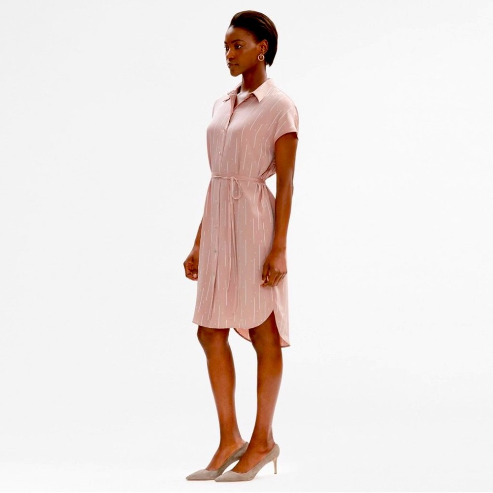 MM Lafleur Pink Buttoned Tie Waist Nikita Shirt Dress S
